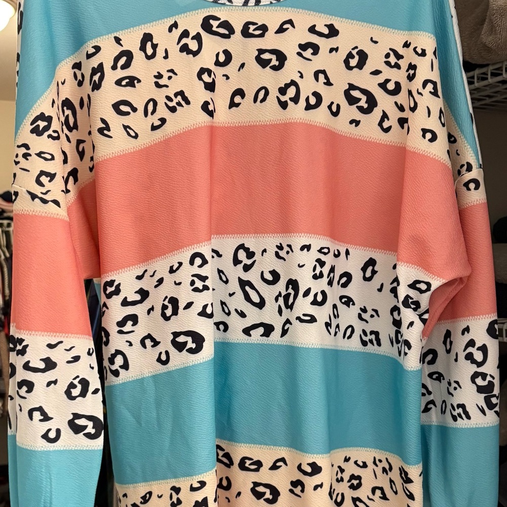Leopard Print Color Block Sweater
